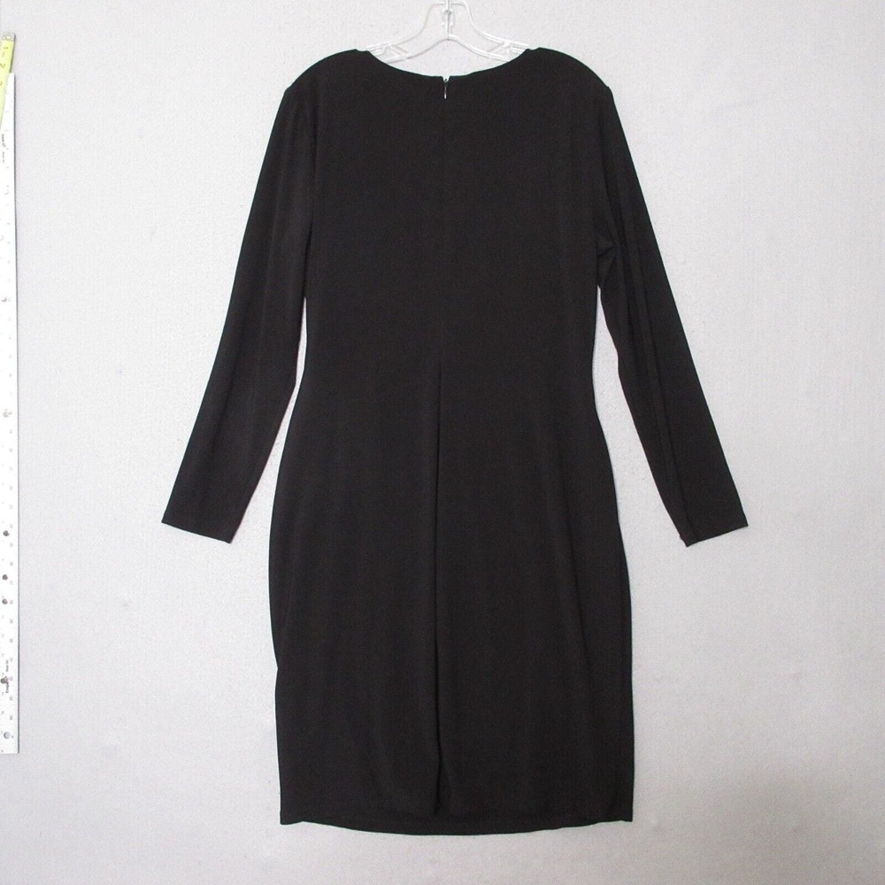 Lauren Ralph Lauren Black Sequin Faux Wrap Ruche Long Sleeve Dress - Picture 10 of 12